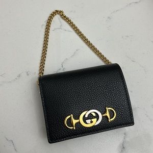 Authentic Gucci Zumi Chain Mini Wallet Black